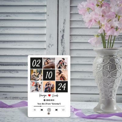 Personalized Photo and Song Spotify Acrylic Photo Frame for Couples Customized Picture Frame Gift For Birthday & Anniversary Collage Frame With Scannable Song Code Gift for Love, Friends & Family